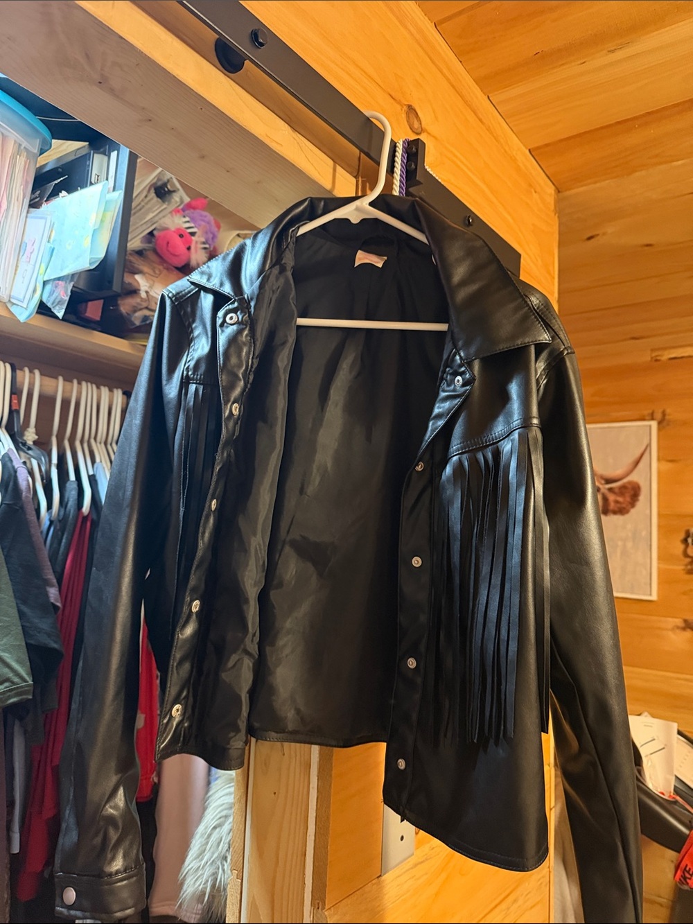 NOBO Black Faux Leather Fringe Jacket
